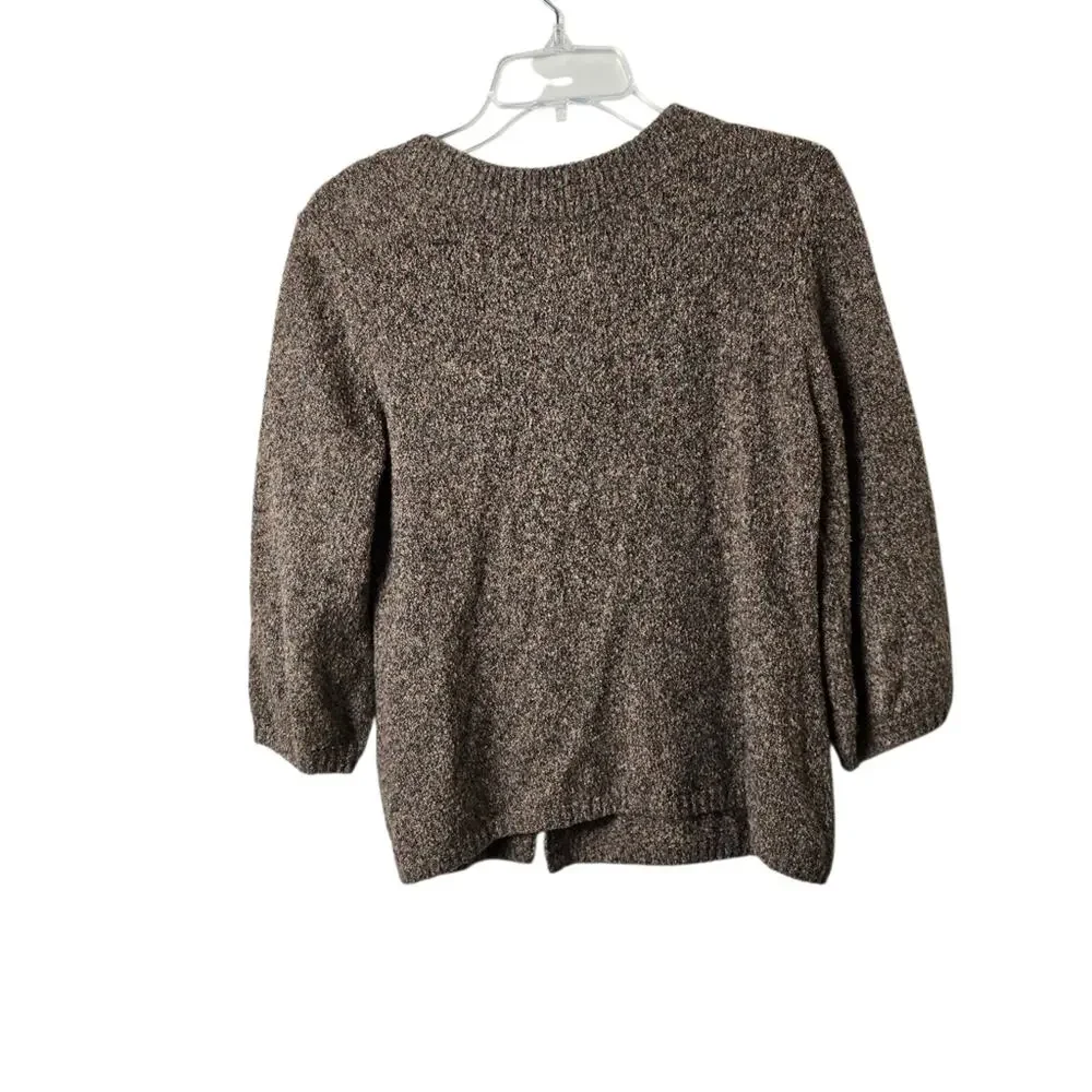 Christopher & Banks Brown Knit Mouline Cropped Sweater Grannycore Cottagecore M - Picture 12 of 12